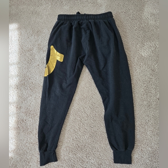 True Religion Gold HORSESHOE Logo Black Cuffed Sweat Jogger Pants size Medium - Picture 10 of 14